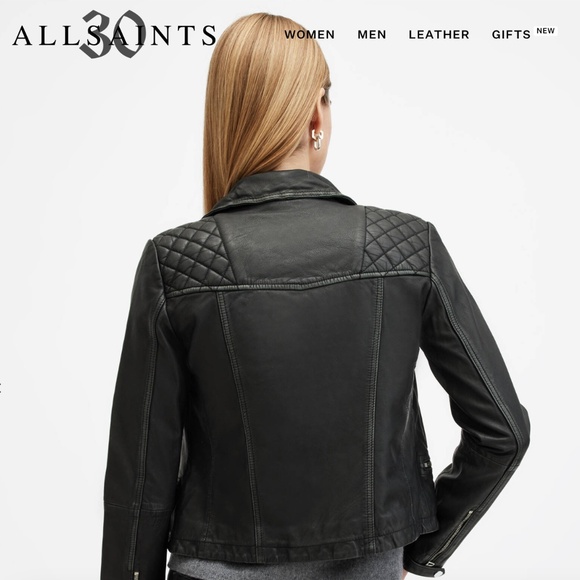 bestselling all saints cargo distressed moto leather jacket - black, size S (US4 - Picture 5 of 9